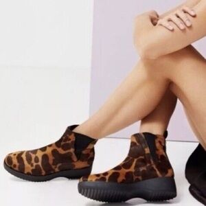 Cowhide Leopard Ankle Boots